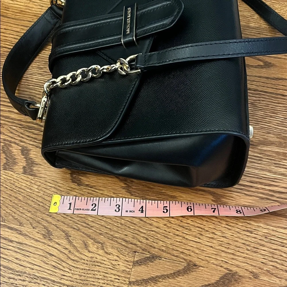 Michael Kors Bleecker Black Leather Satchel Bag Dual Handles